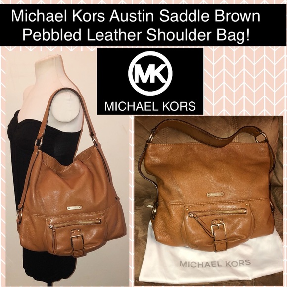 Michael Kors Handbags - Michael Kors Austin Saddle Brn Pebbled Leather Bag